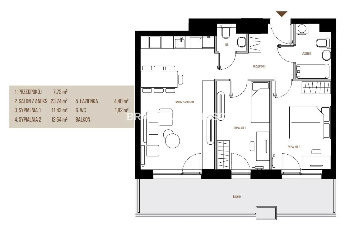 3 pokoje, mieszkanie 61,82 m², piętro 3, oferta nr , BS2-MS-305598, Kraków, Łagiewniki-Borek Fałęcki, Łagiewniki, Wadowicka