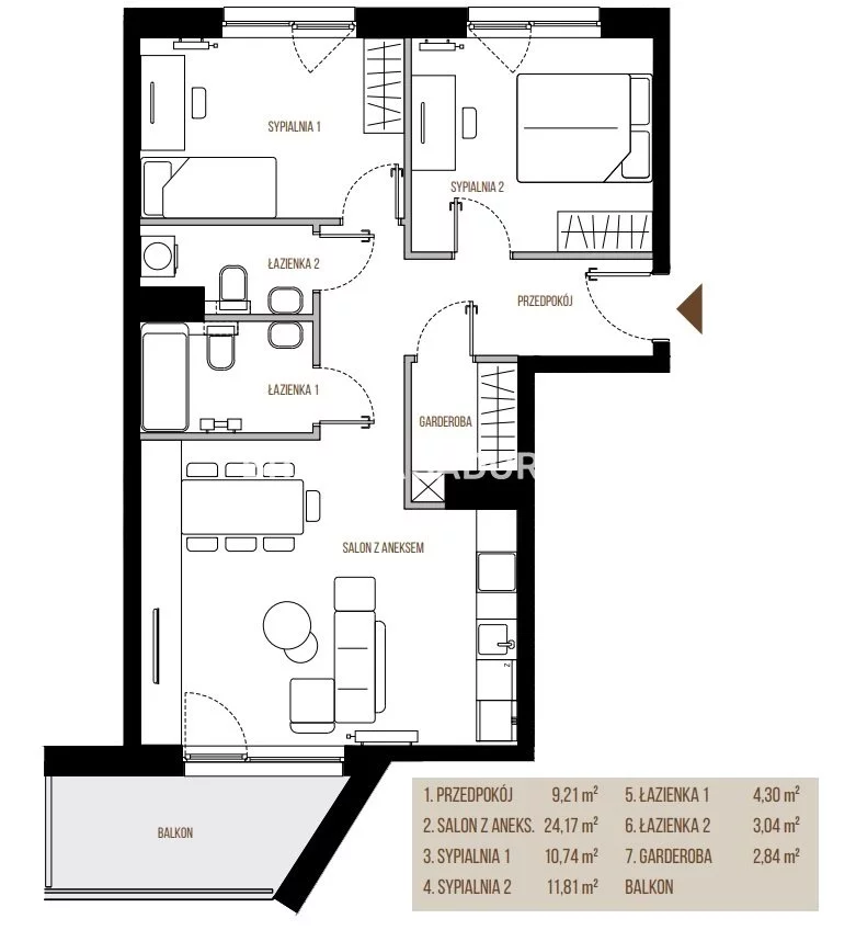 3 pokoje, mieszkanie 66,11 m², piętro 6, oferta nr , BS2-MS-305358, Kraków, Łagiewniki-Borek Fałęcki, Łagiewniki, Wadowicka