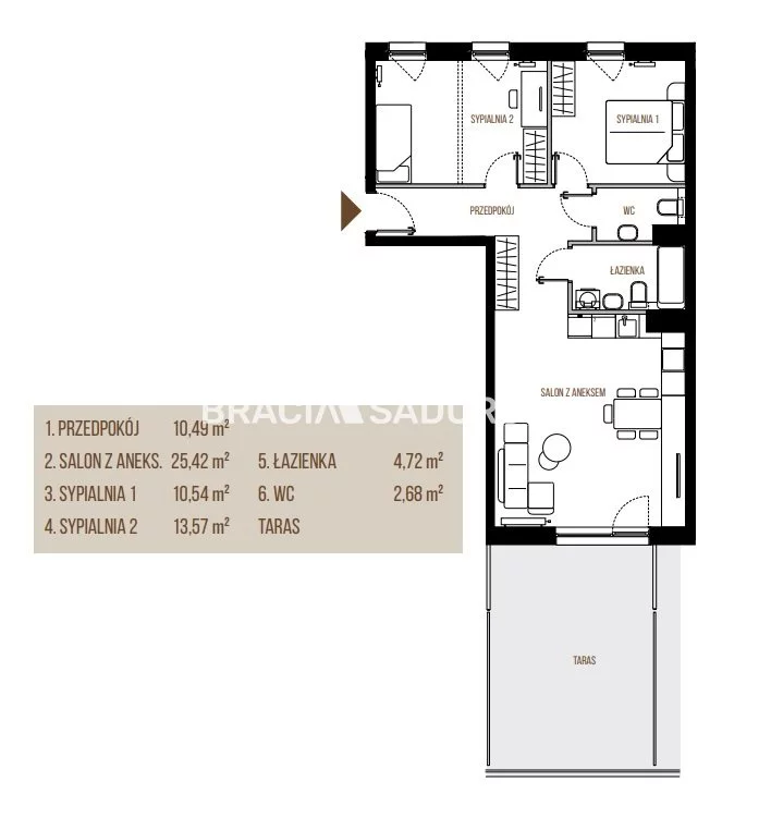 3 pokoje, mieszkanie 67,42 m², piętro 1, oferta nr , BS2-MS-305362, Kraków, Łagiewniki-Borek Fałęcki, Łagiewniki, Wadowicka