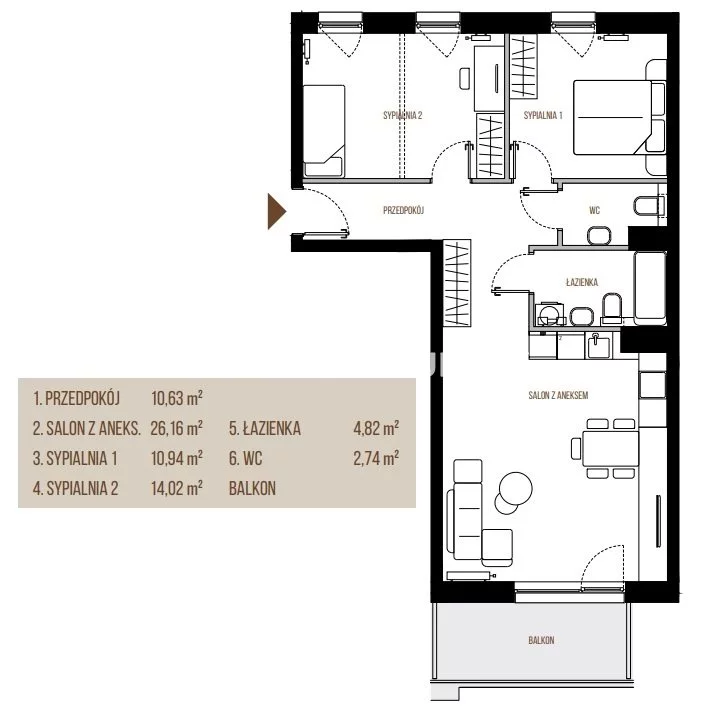 3 pokoje, mieszkanie 69,31 m², piętro 3, oferta nr , BS2-MS-305372, Kraków, Łagiewniki-Borek Fałęcki, Łagiewniki, Wadowicka