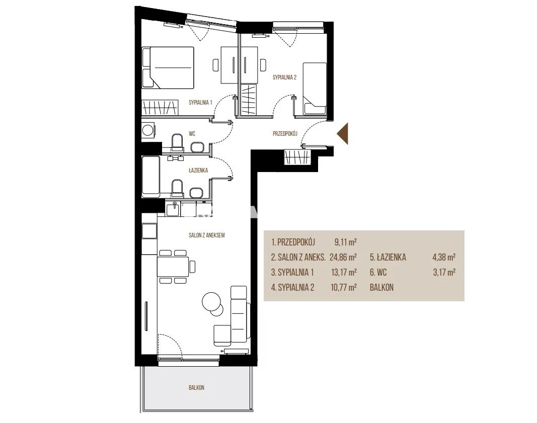 3 pokoje, mieszkanie 65,46 m², piętro 5, oferta nr , BS2-MS-305418, Kraków, Łagiewniki-Borek Fałęcki, Łagiewniki, Wadowicka