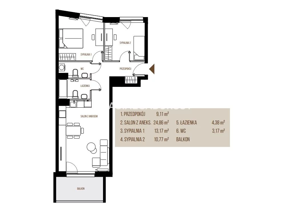 3 pokoje, mieszkanie 65,46 m², piętro 6, oferta nr , BS2-MS-305423, Kraków, Łagiewniki-Borek Fałęcki, Łagiewniki, Wadowicka