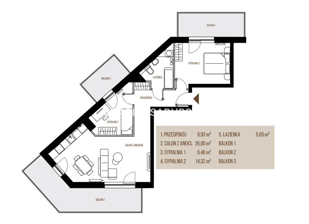 3 pokoje, mieszkanie 64,40 m², piętro 3, oferta nr , BS2-MS-305468, Kraków, Łagiewniki-Borek Fałęcki, Łagiewniki, Wadowicka