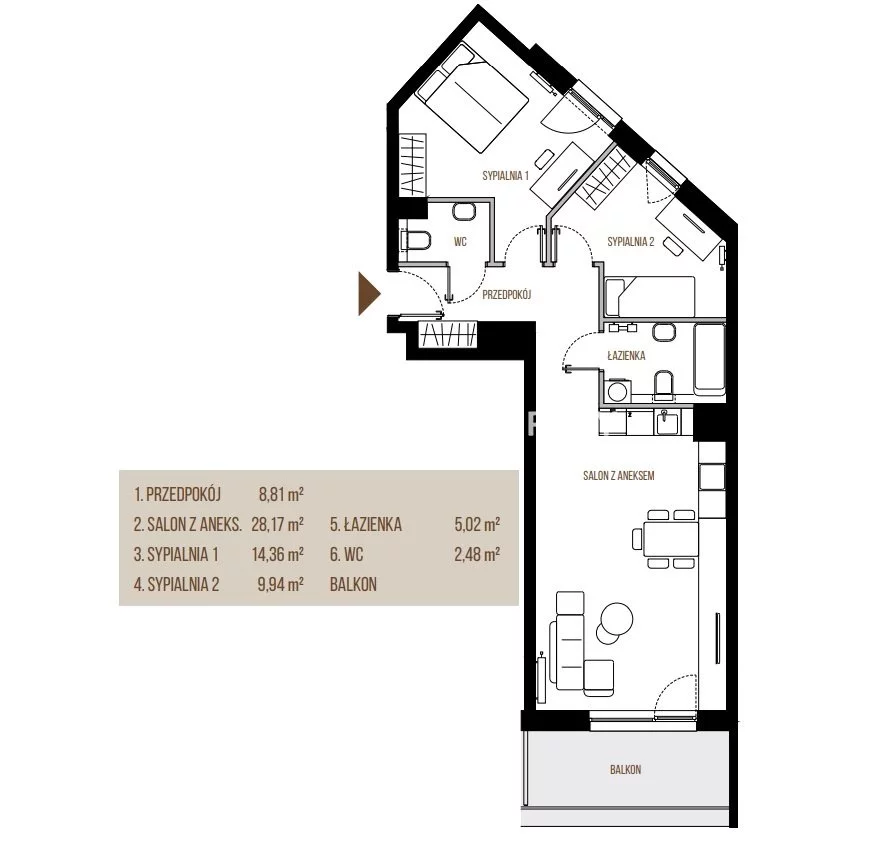 3 pokoje, mieszkanie 68,78 m², piętro 4, oferta nr , BS2-MS-305551, Kraków, Łagiewniki-Borek Fałęcki, Łagiewniki, Wadowicka