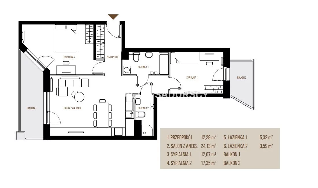 3 pokoje, mieszkanie 74,74 m², piętro 4, oferta nr , BS2-MS-305645, Kraków, Łagiewniki-Borek Fałęcki, Łagiewniki, Wadowicka