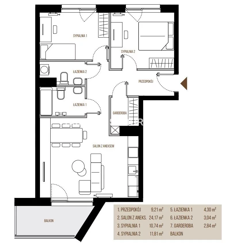 3 pokoje, mieszkanie 66,11 m², piętro 5, oferta nr , BS2-MS-305351, Kraków, Łagiewniki-Borek Fałęcki, Łagiewniki, Wadowicka