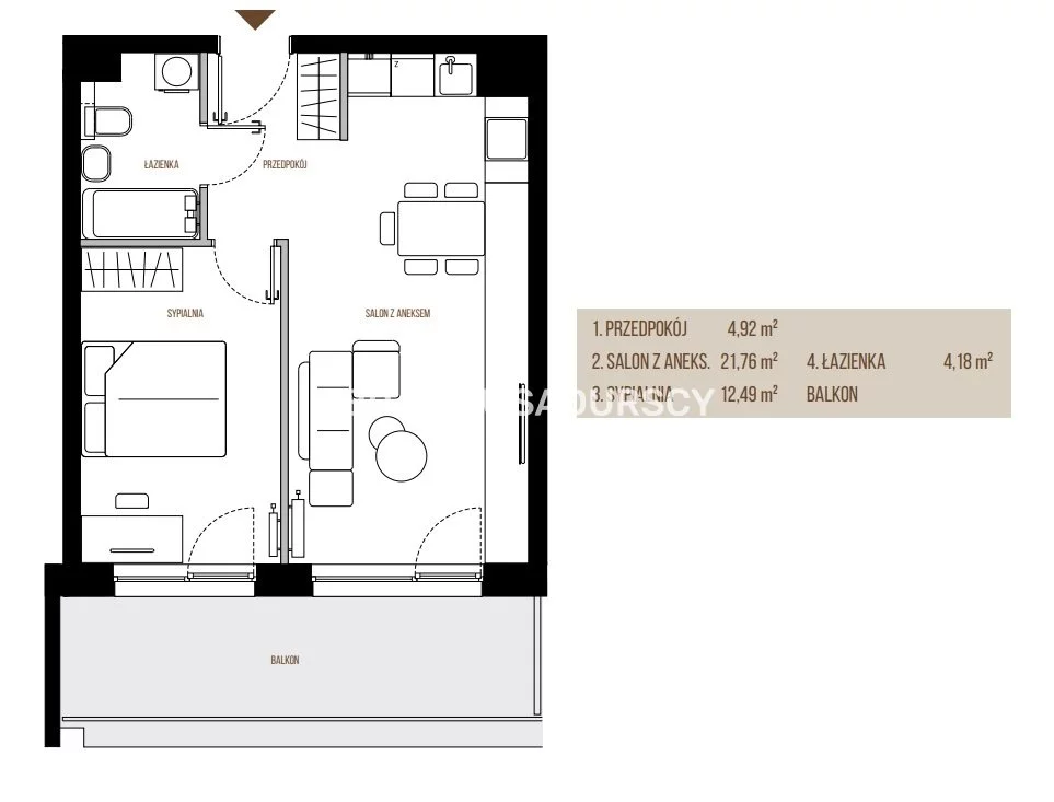 3 pokoje, mieszkanie 43,35 m², piętro 3, oferta nr , BS2-MS-305373, Kraków, Łagiewniki-Borek Fałęcki, Łagiewniki, Wadowicka