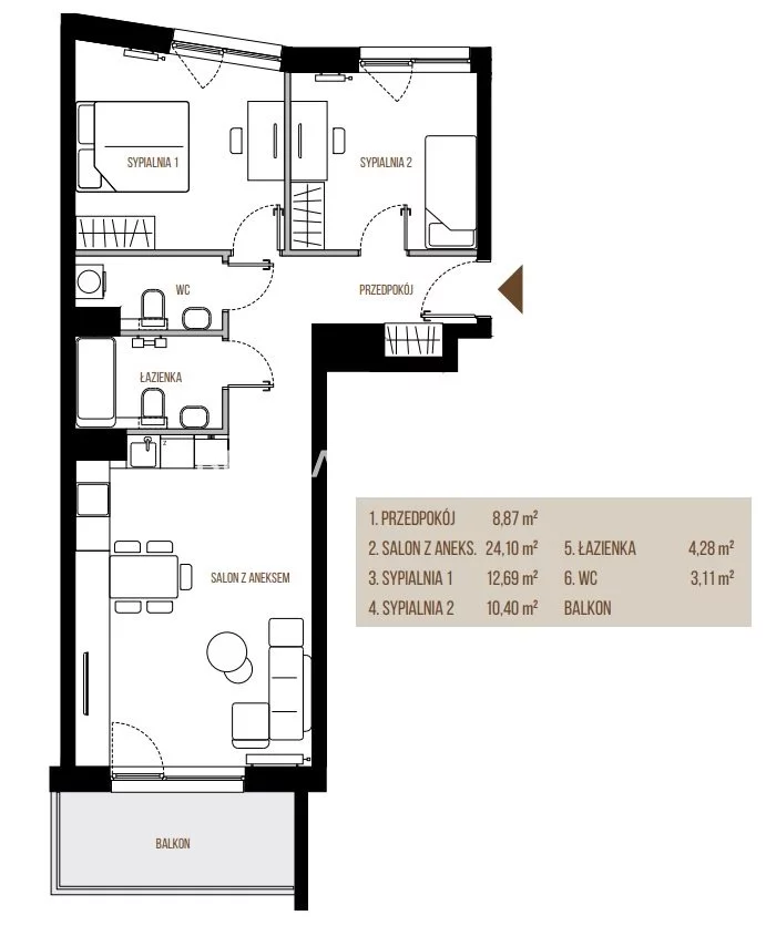 3 pokoje, mieszkanie 63,45 m², piętro 1, oferta nr , BS2-MS-305393, Kraków, Łagiewniki-Borek Fałęcki, Łagiewniki, Wadowicka