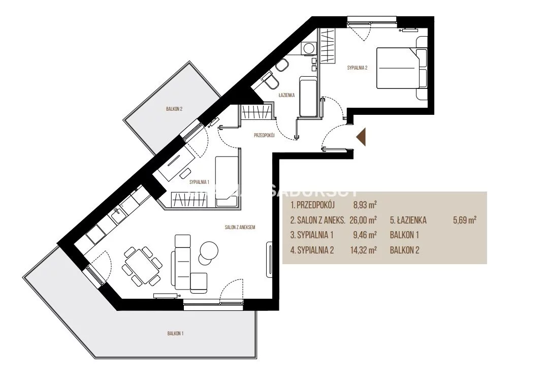 3 pokoje, mieszkanie 64,40 m², piętro 2, oferta nr , BS2-MS-305462, Kraków, Łagiewniki-Borek Fałęcki, Łagiewniki, Wadowicka