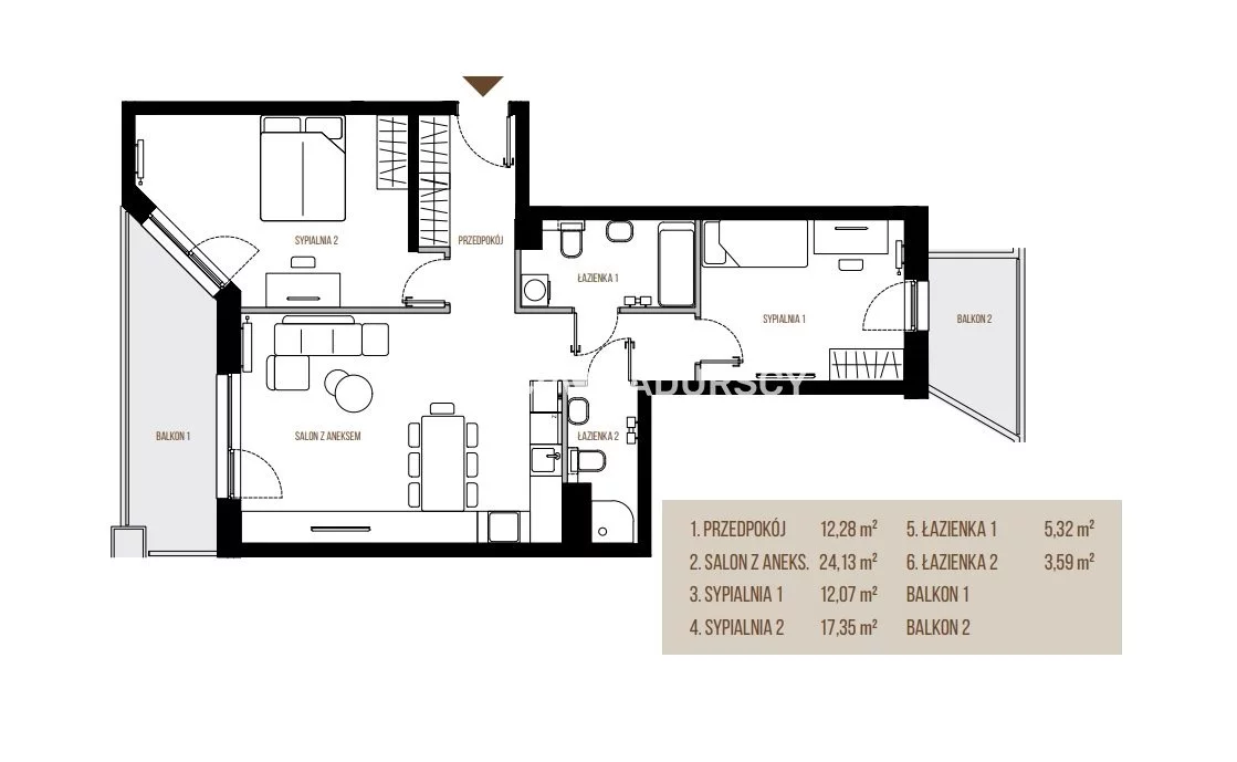 3 pokoje, mieszkanie 74,74 m², piętro 2, oferta nr , BS2-MS-305638, Kraków, Łagiewniki-Borek Fałęcki, Łagiewniki, Wadowicka