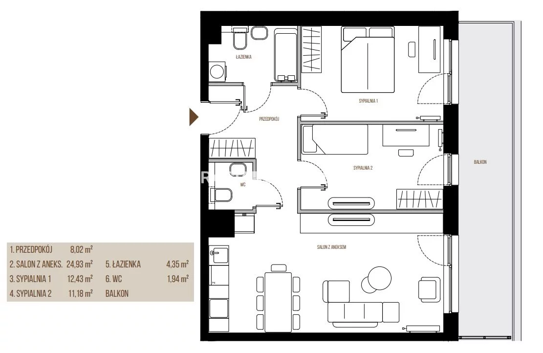 3 pokoje, mieszkanie 62,85 m², piętro 1, oferta nr , BS2-MS-303964-14, Kraków, Łagiewniki-Borek Fałęcki, Łagiewniki, Wadowicka