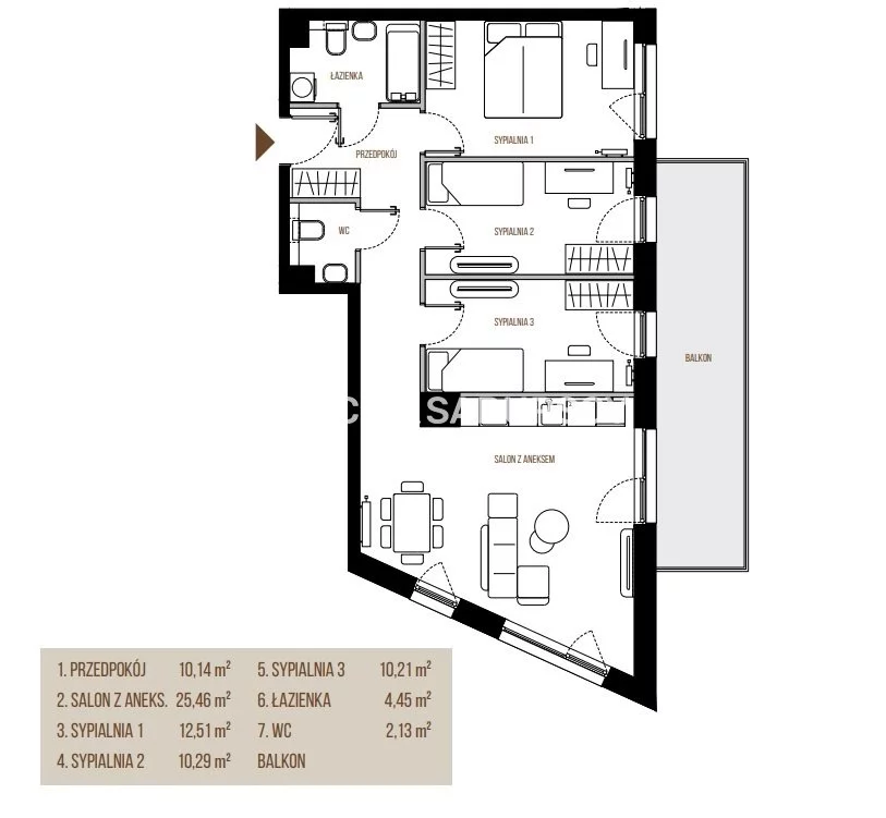 3 pokoje, mieszkanie 75,19 m², piętro 4, oferta nr , BS2-MS-305342-13, Kraków, Łagiewniki-Borek Fałęcki, Łagiewniki, Wadowicka