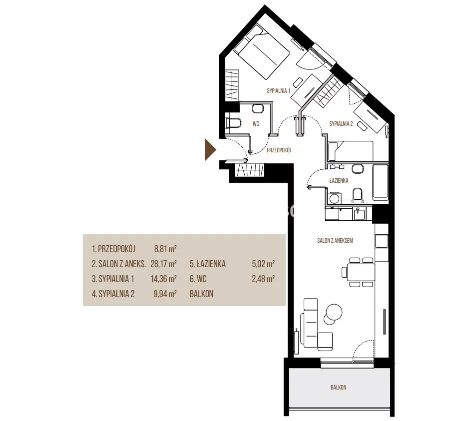 3 pokoje, mieszkanie 68,78 m², piętro 6, oferta nr , BS2-MS-305564-13, Kraków, Łagiewniki-Borek Fałęcki, Łagiewniki, Wadowicka