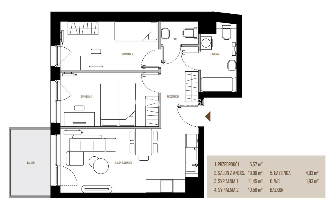 3 pokoje, mieszkanie 54,36 m², piętro 2, oferta nr , BS2-MS-305672-12, Kraków, Łagiewniki-Borek Fałęcki, Łagiewniki, Wadowicka