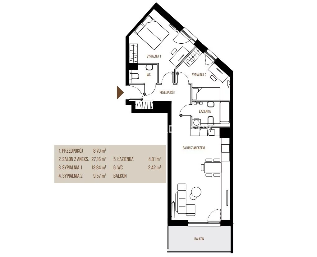 3 pokoje, mieszkanie 66,50 m², piętro 1, oferta nr , BS2-MS-305387-13, Kraków, Łagiewniki-Borek Fałęcki, Łagiewniki, Wadowicka