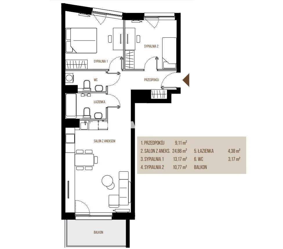 3 pokoje, mieszkanie 65,46 m², piętro 4, oferta nr , BS2-MS-305413-13, Kraków, Łagiewniki-Borek Fałęcki, Łagiewniki, Wadowicka