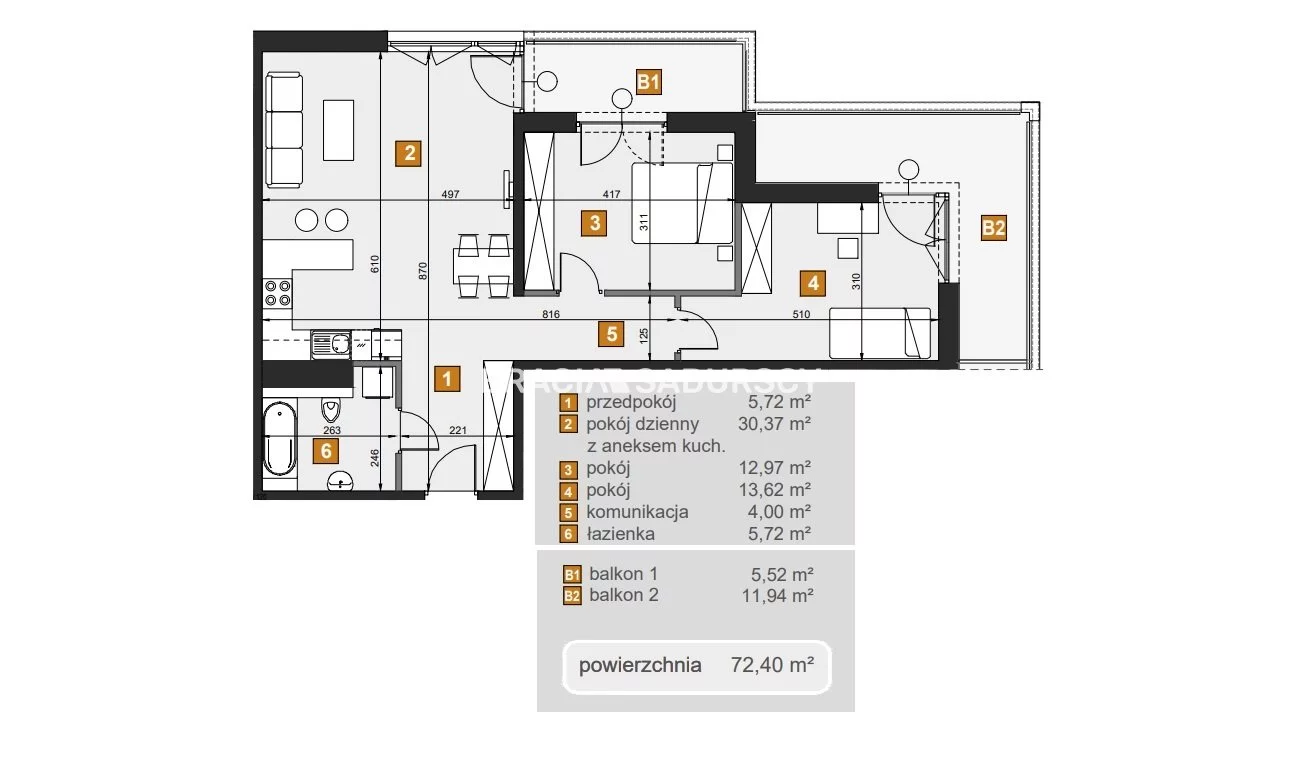 4 pokoje, mieszkanie 72,40 m², piętro 3, oferta nr , BS2-MS-307614-7, Kraków, Dębniki, Babińskiego