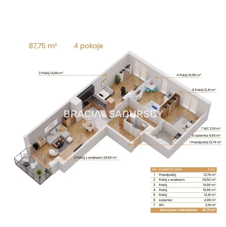 4 pokoje, mieszkanie 87,75 m², piętro 4, oferta nr , BS2-MS-309192-5, Katowice, Ceglana