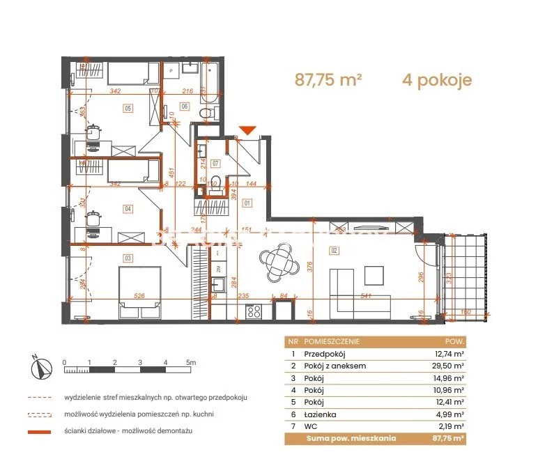 4 pokoje, mieszkanie 87,75 m², piętro 4, oferta nr , BS2-MS-309192-5, Katowice, Ceglana