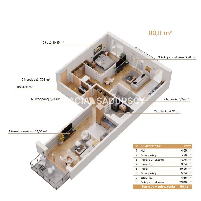 4 pokoje, mieszkanie 80,11 m², piętro 1, oferta nr , BS2-MS-309184-6, Katowice, Ceglana