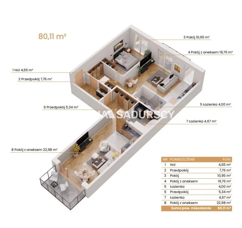 4 pokoje, mieszkanie 80,11 m², piętro 4, oferta nr , BS2-MS-309185-6, Katowice, Ceglana