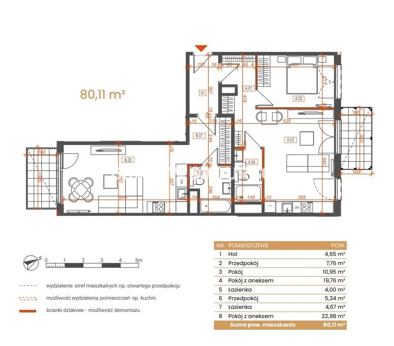 4 pokoje, mieszkanie 80,11 m², piętro 4, oferta nr , BS2-MS-309185-6, Katowice, Ceglana