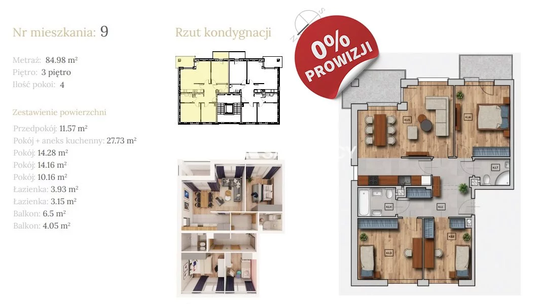 Mieszkanie czteropokojowe 65,33 m², Wieliczka, Dębowa, Sprzedaż