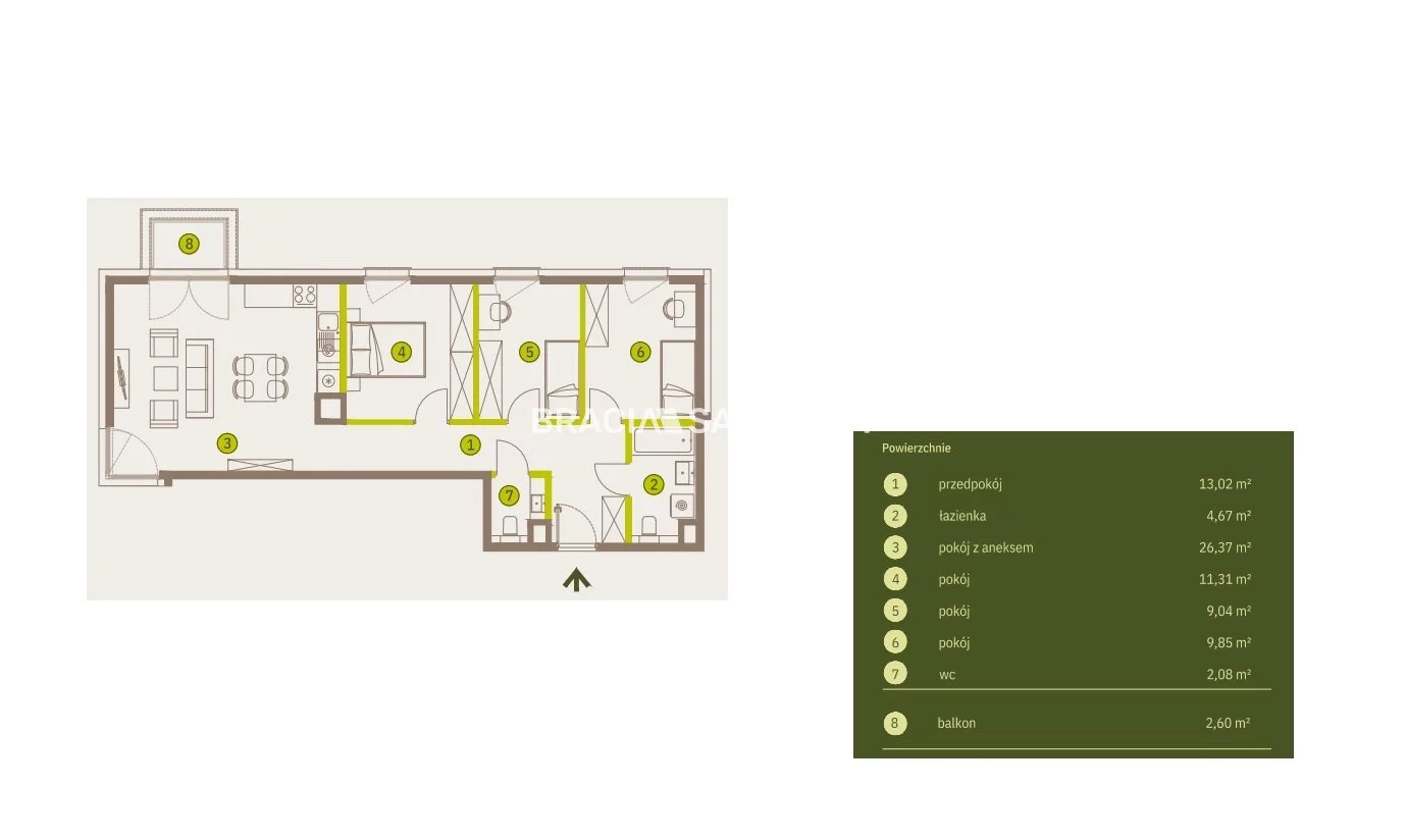 4 pokoje, mieszkanie 76,34 m², piętro 7, oferta nr , BS2-MS-311676-4, Kraków, Prądnik Biały, Imbramowska