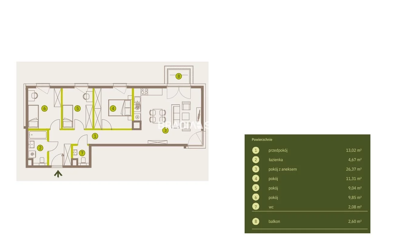 4 pokoje, mieszkanie 76,34 m², piętro 3, oferta nr , BS2-MS-311968-5, Kraków, Prądnik Biały, Imbramowska