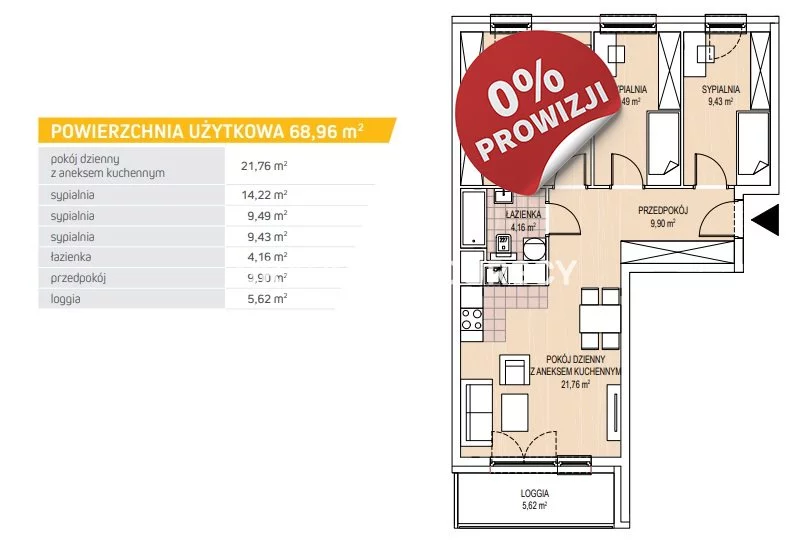 Mieszkanie czteropokojowe 68,96 m², Kraków, Podgórze Duchackie, Wola Duchacka, Kamieńskiego - okolice, Sprzedaż