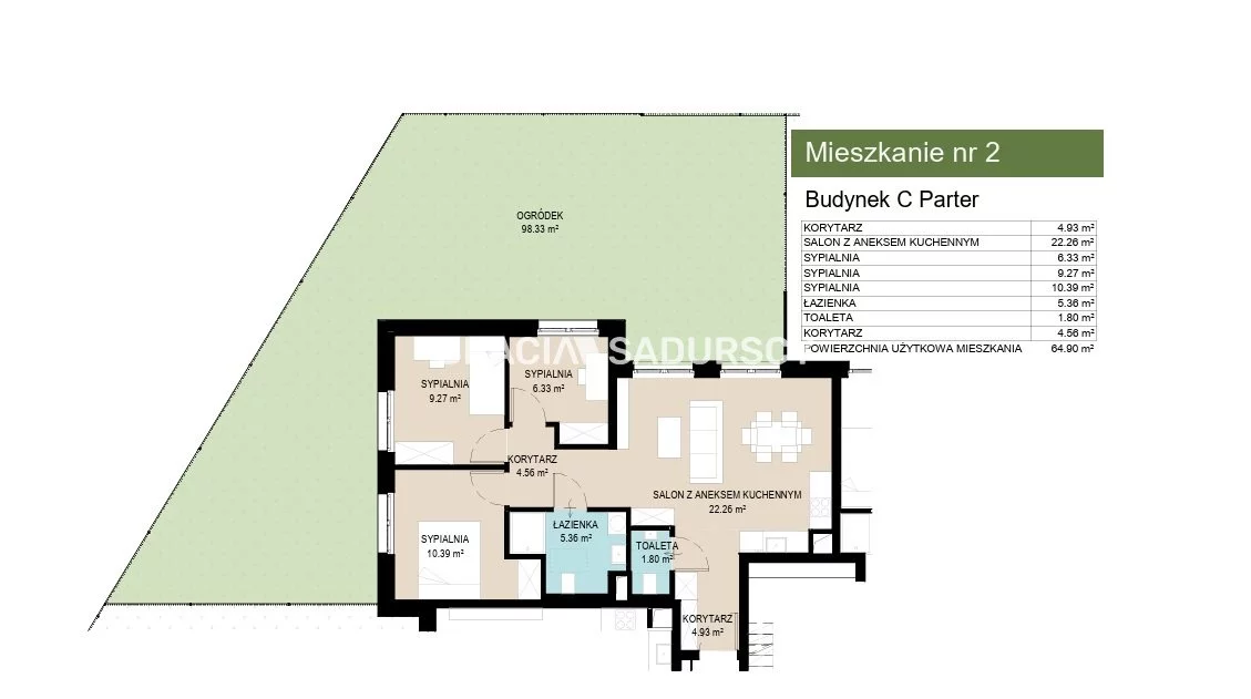 4 pokoje, mieszkanie 64,89 m², parter, oferta nr , BS2-MS-306699-10, Kraków, Wzgórza Krzesławickie, Kantrowicka