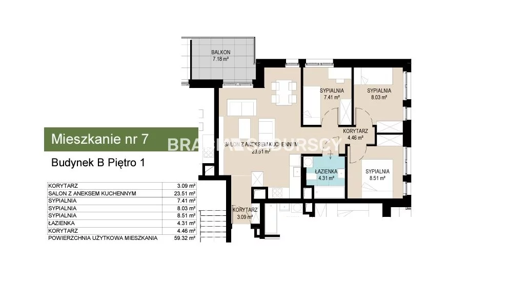 4 pokoje, mieszkanie 59,31 m², piętro 1, oferta nr , BS2-MS-306650-10, Kraków, Wzgórza Krzesławickie, Kantrowicka