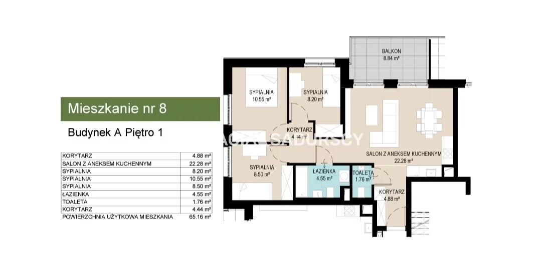 4 pokoje, mieszkanie 65,16 m², piętro 1, oferta nr , BS2-MS-306617-11, Kraków, Wzgórza Krzesławickie, Kantrowicka