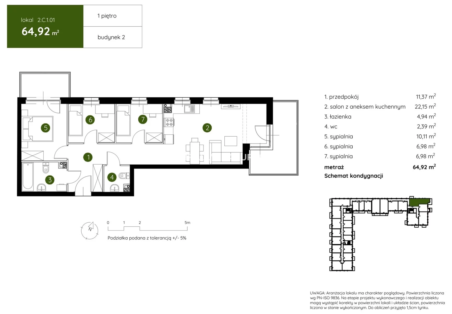 4 pokoje, mieszkanie 64,92 m², piętro 1, oferta nr , BS2-MS-304354-3, Kraków, Prądnik Biały, Pękowicka