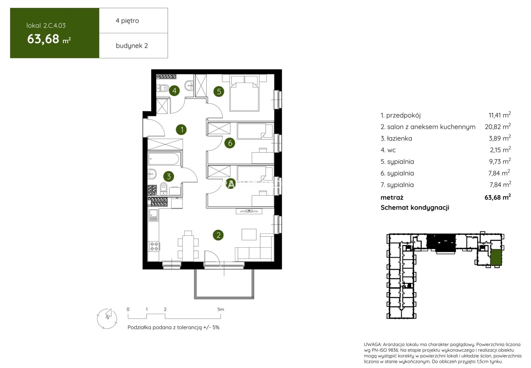 4 pokoje, mieszkanie 63,68 m², piętro 4, oferta nr , BS2-MS-304456-3, Kraków, Prądnik Biały, Pękowicka