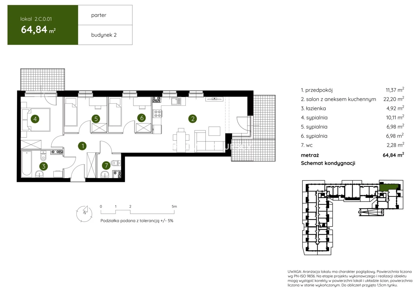 4 pokoje, mieszkanie 64,84 m², parter, oferta nr , BS2-MS-304326-3, Kraków, Prądnik Biały, Pękowicka