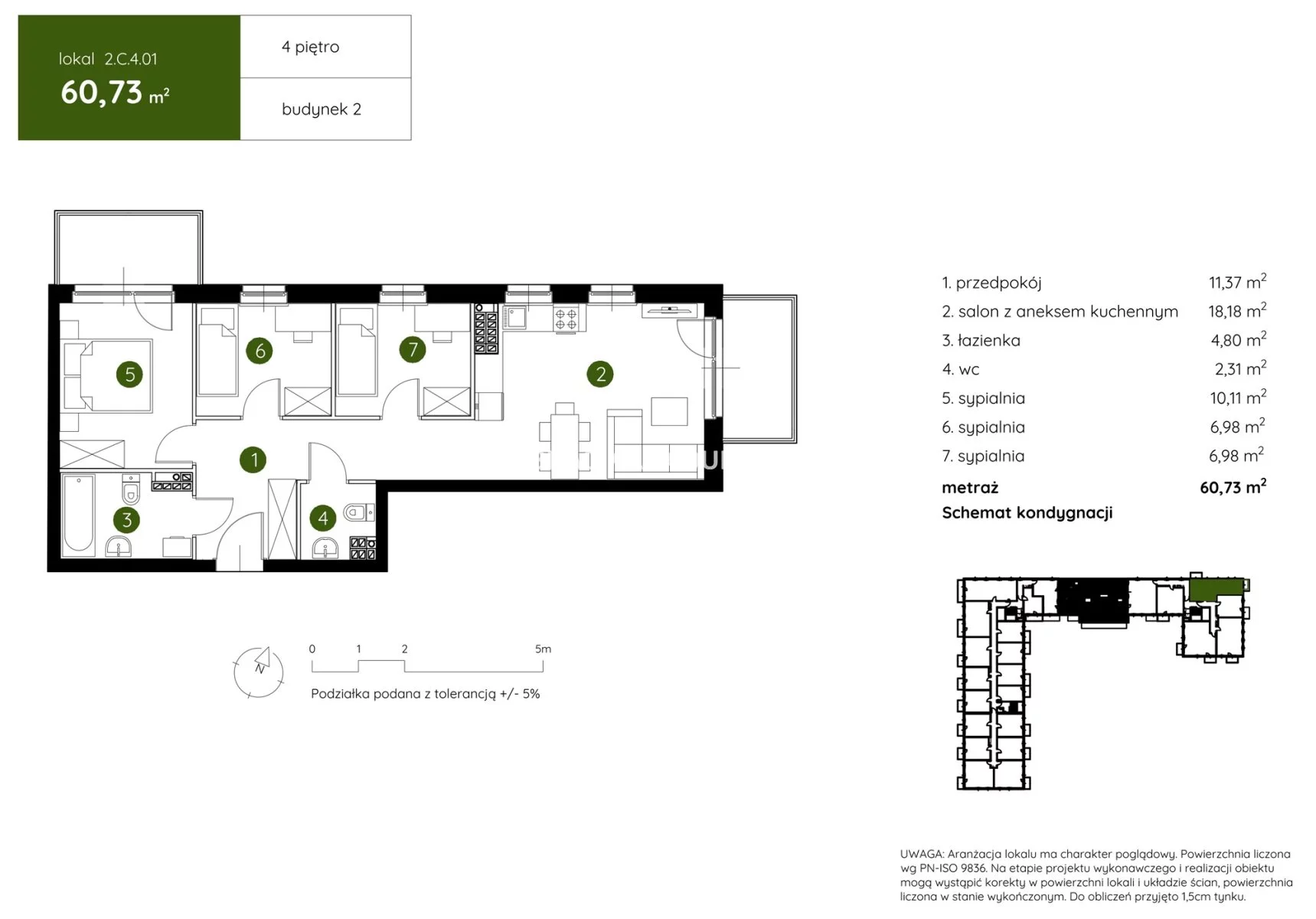 4 pokoje, mieszkanie 60,73 m², piętro 4, oferta nr , BS2-MS-304455-17, Kraków, Prądnik Biały, Pękowicka