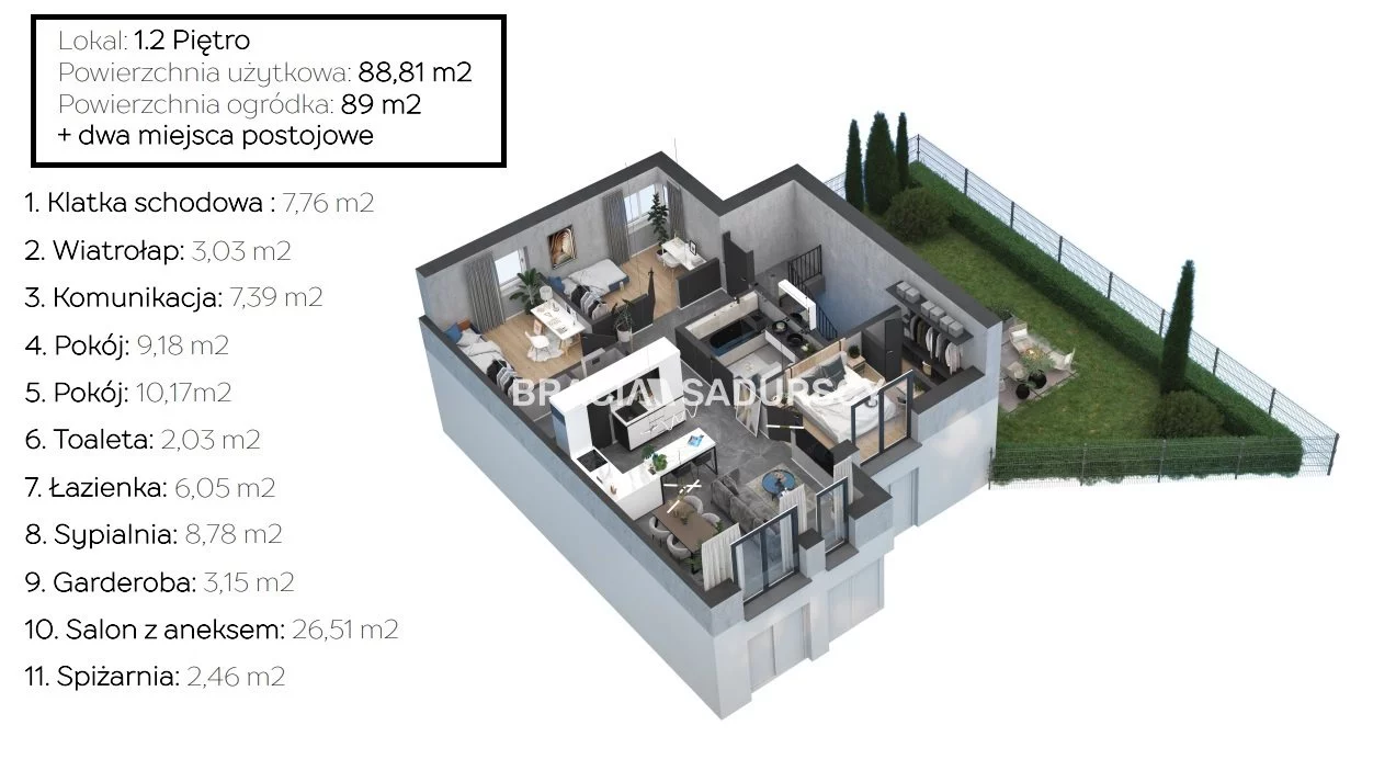 4 pokoje, mieszkanie 88,81 m², piętro 1, oferta nr , BS2-MS-305438-1, Wieliczka, Pułaskiego