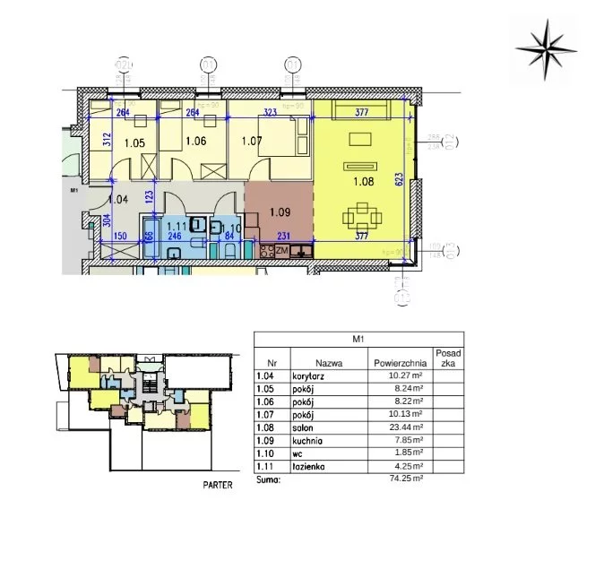 4 pokoje, mieszkanie 74,25 m², parter, oferta nr , BS2-MS-305259-75, Kraków, Prądnik Czerwony, Reduta