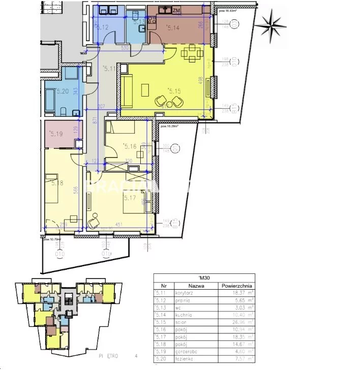 4 pokoje, mieszkanie 120,54 m², piętro 4, oferta nr , BS2-MS-305273-76, Kraków, Prądnik Czerwony, Reduta