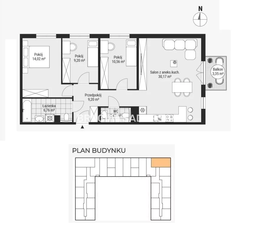 4 pokoje, mieszkanie 82,16 m², piętro 1, oferta nr , BS2-MS-304729-16, Kraków, Podgórze, Rybitwy, Tadeusza Śliwiaka