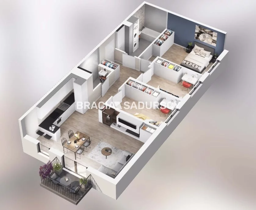 4 pokoje, mieszkanie 82,16 m², piętro 1, oferta nr , BS2-MS-304729-16, Kraków, Podgórze, Rybitwy, Tadeusza Śliwiaka