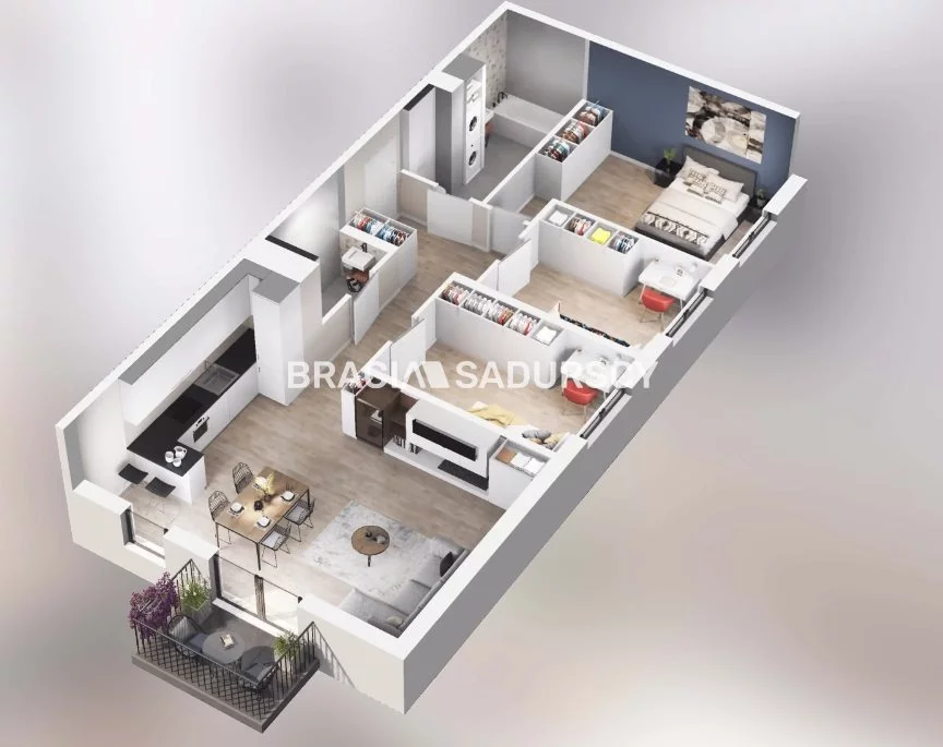 4 pokoje, mieszkanie 82,34 m², piętro 4, oferta nr , BS2-MS-304756-16, Kraków, Podgórze, Rybitwy, Tadeusza Śliwiaka