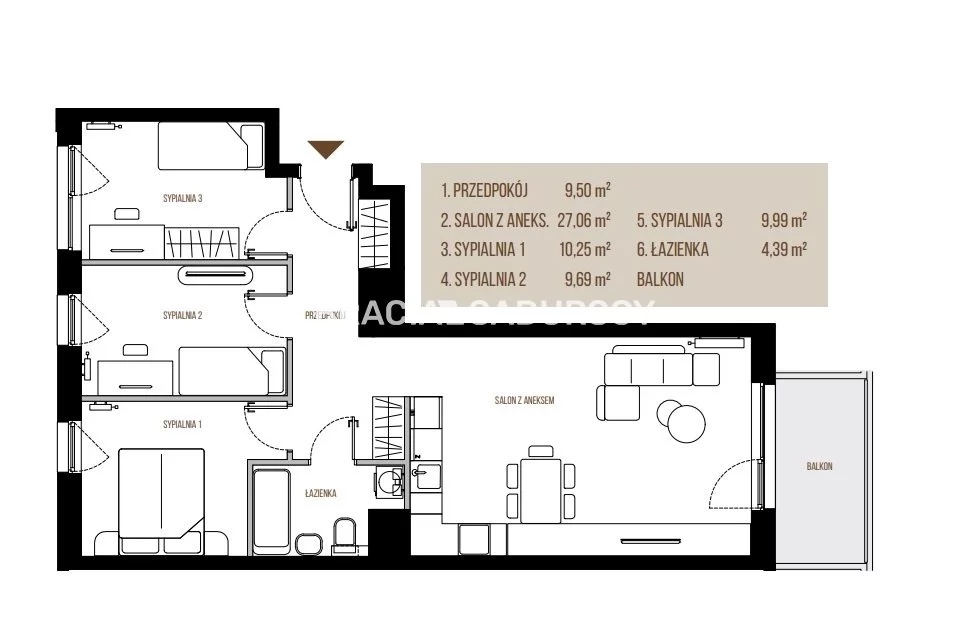 4 pokoje, mieszkanie 70,88 m², piętro 2, oferta nr , BS2-MS-305655, Kraków, Łagiewniki-Borek Fałęcki, Łagiewniki, Wadowicka