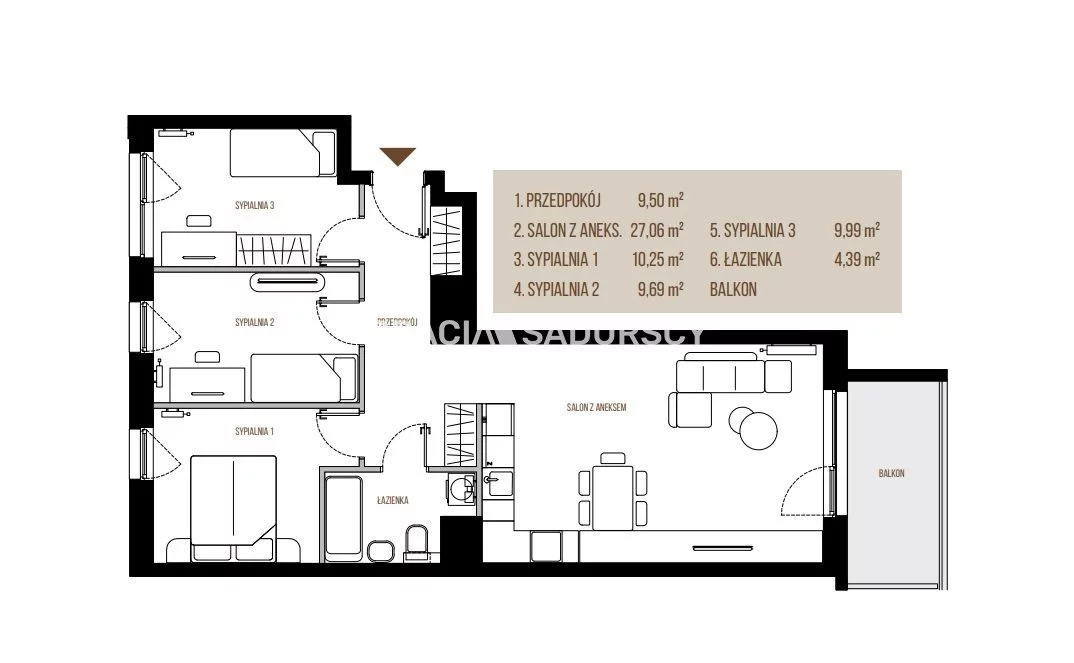 4 pokoje, mieszkanie 70,88 m², piętro 5, oferta nr , BS2-MS-305662, Kraków, Łagiewniki-Borek Fałęcki, Łagiewniki, Wadowicka