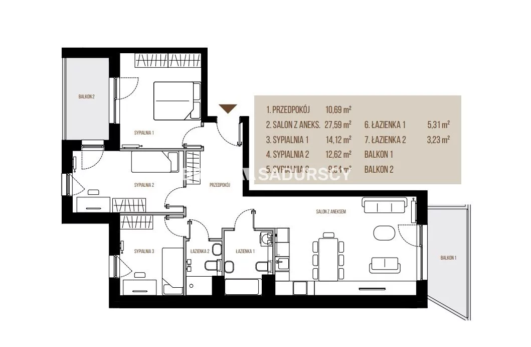 4 pokoje, mieszkanie 83,10 m², piętro 2, oferta nr , BS2-MS-305676, Kraków, Łagiewniki-Borek Fałęcki, Łagiewniki, Wadowicka