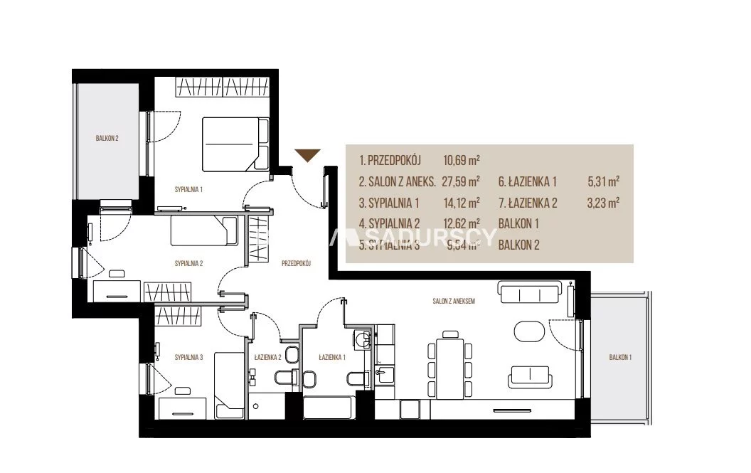4 pokoje, mieszkanie 83,10 m², piętro 3, oferta nr , BS2-MS-305679, Kraków, Łagiewniki-Borek Fałęcki, Łagiewniki, Wadowicka