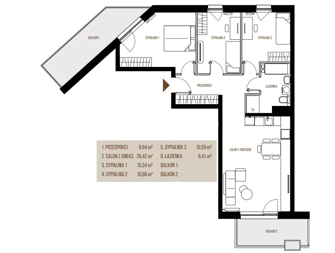4 pokoje, mieszkanie 79,28 m², piętro 3, oferta nr , BS2-MS-305553, Kraków, Łagiewniki-Borek Fałęcki, Łagiewniki, Wadowicka