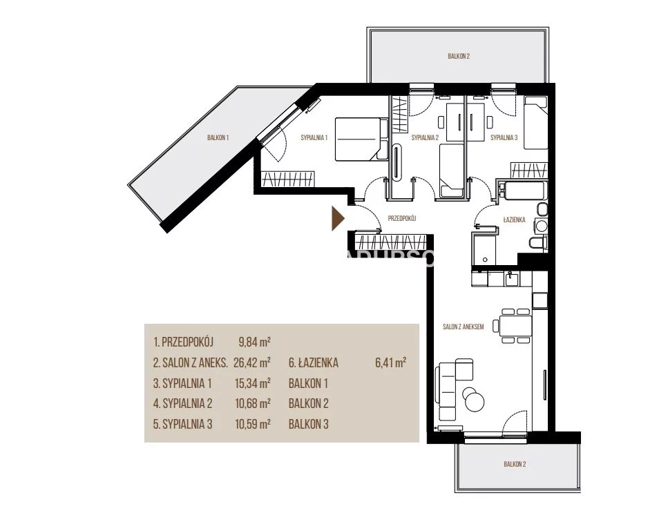 4 pokoje, mieszkanie 79,28 m², piętro 5, oferta nr , BS2-MS-305563, Kraków, Łagiewniki-Borek Fałęcki, Łagiewniki, Wadowicka