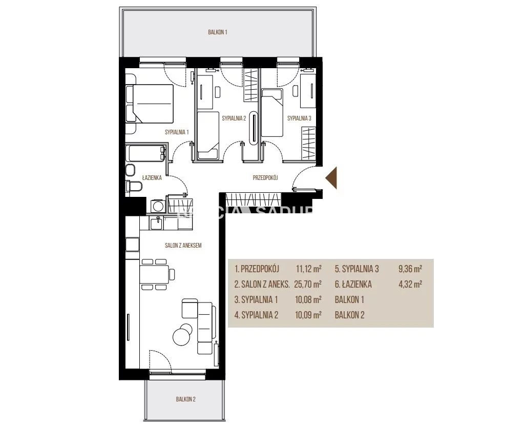 4 pokoje, mieszkanie 70,67 m², piętro 3, oferta nr , BS2-MS-305597, Kraków, Łagiewniki-Borek Fałęcki, Łagiewniki, Wadowicka